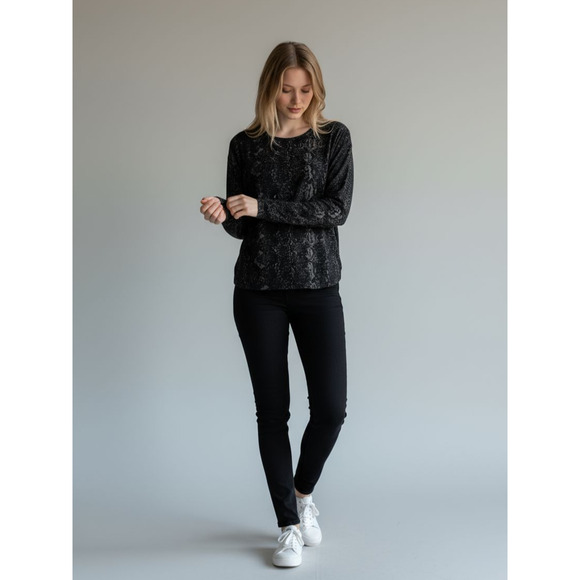 NWT Obey No 89 Sidewinder Long Sleeve Top Black Burnout Textured USA Made Size M - Picture 5 of 10